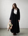 Black Romantic Long Linen Skirt