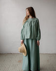 Mint Paris Long Linen Skirt
