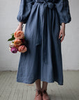 Dusty Blue Kimono Linen Dress