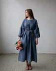 Dusty Blue Kimono Linen Dress