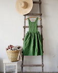 Apple Green Midi Cross Back Linen Pinafore