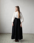 Black Romantic Long Linen Skirt