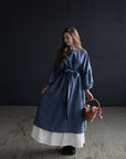 Dusty Blue Kimono Linen Dress