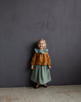 Mint Ruffle Linen Collar with Flowers