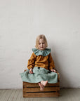 Mint Ruffle Linen Collar with Flowers