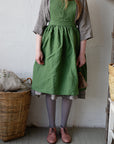 Apple Green Midi Cross Back Linen Pinafore