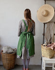 Apple Green Midi Cross Back Linen Pinafore