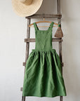 Apple Green Midi Cross Back Linen Pinafore