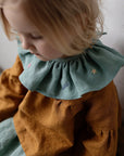 Mint Ruffle Linen Collar with Flowers