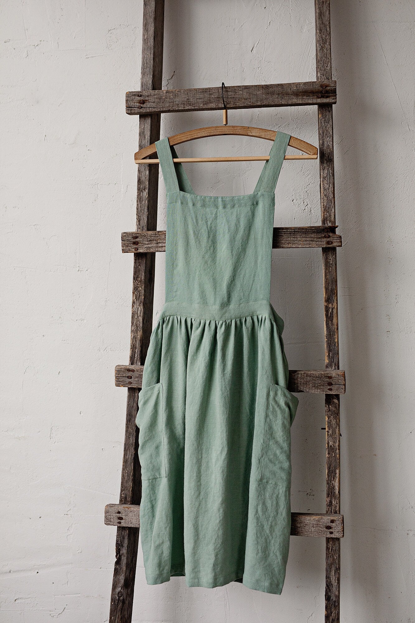 Mint Midi Cross Back Linen Pinafore