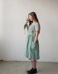 Mint Midi Cross Back Linen Pinafore