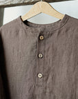 Cacao Long Sleeve Button Linen Shirt