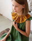 Mustard Ruffle Linen Collar with Branches