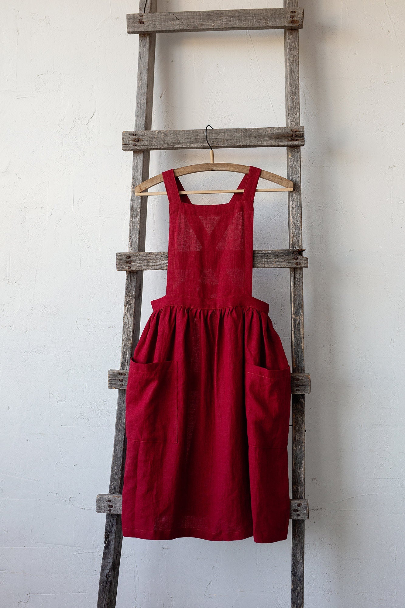 Cherry Midi Cross Back Linen Pinafore