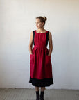 Cherry Midi Cross Back Linen Pinafore