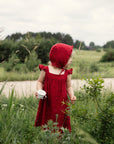 Cherry Ruffle Linen Bonnet