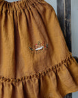 Mustard Ruffle Linen Skirt