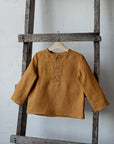 Mustard Long Sleeve Button Linen Shirt