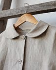 Natural Peter Pan Linen Collar Linen Jacket