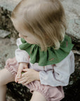 Apple Green Ruffle Linen Collar with Branches