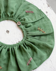 Apple Green Ruffle Linen Collar with Branches