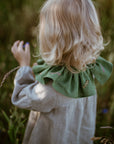 Apple Green Ruffle Linen Collar with Branches
