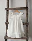 White Open Back Linen Pinafore Linen Dress