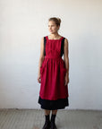 Cherry Midi Cross Back Linen Pinafore