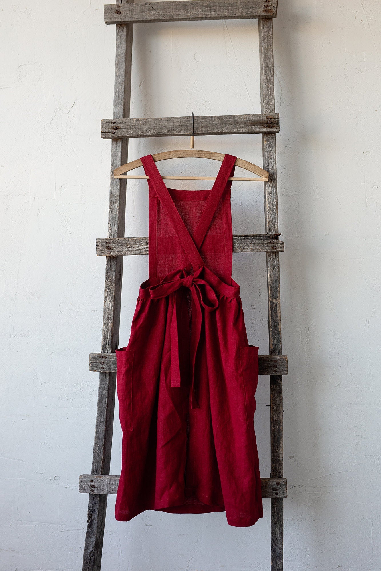 Cherry Midi Cross Back Linen Pinafore