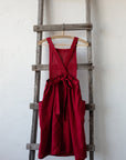 Cherry Midi Cross Back Linen Pinafore