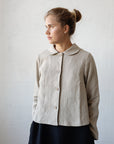 Natural Peter Pan Linen Collar Linen Jacket