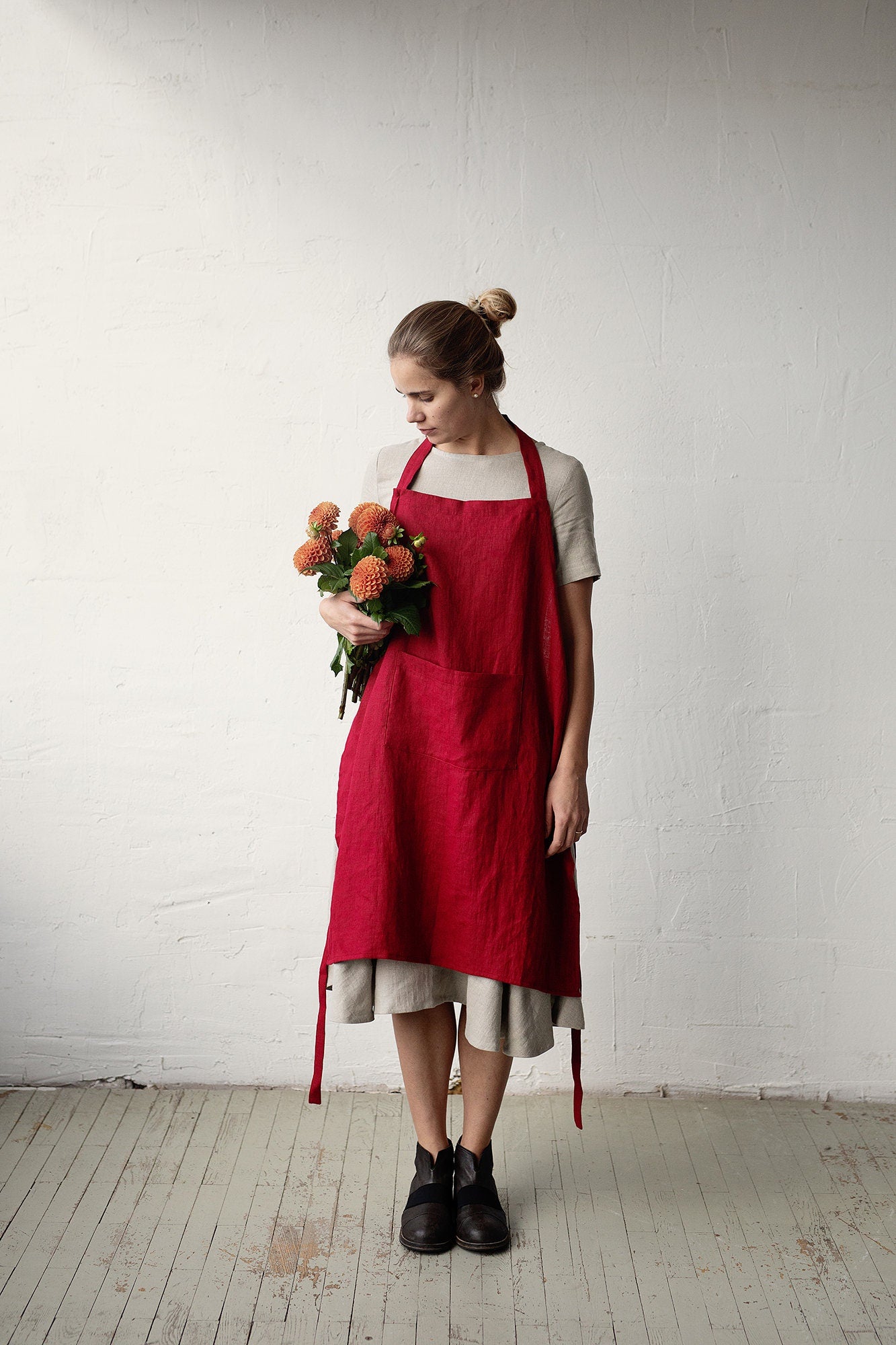 Cherry Traditional Linen Apron