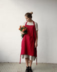 Cherry Traditional Linen Apron