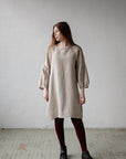 Natural Short Kimono Linen Dress