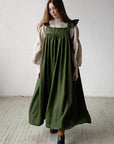 Forest Green Prairie Linen Dress