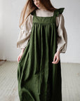 Forest Green Prairie Linen Dress