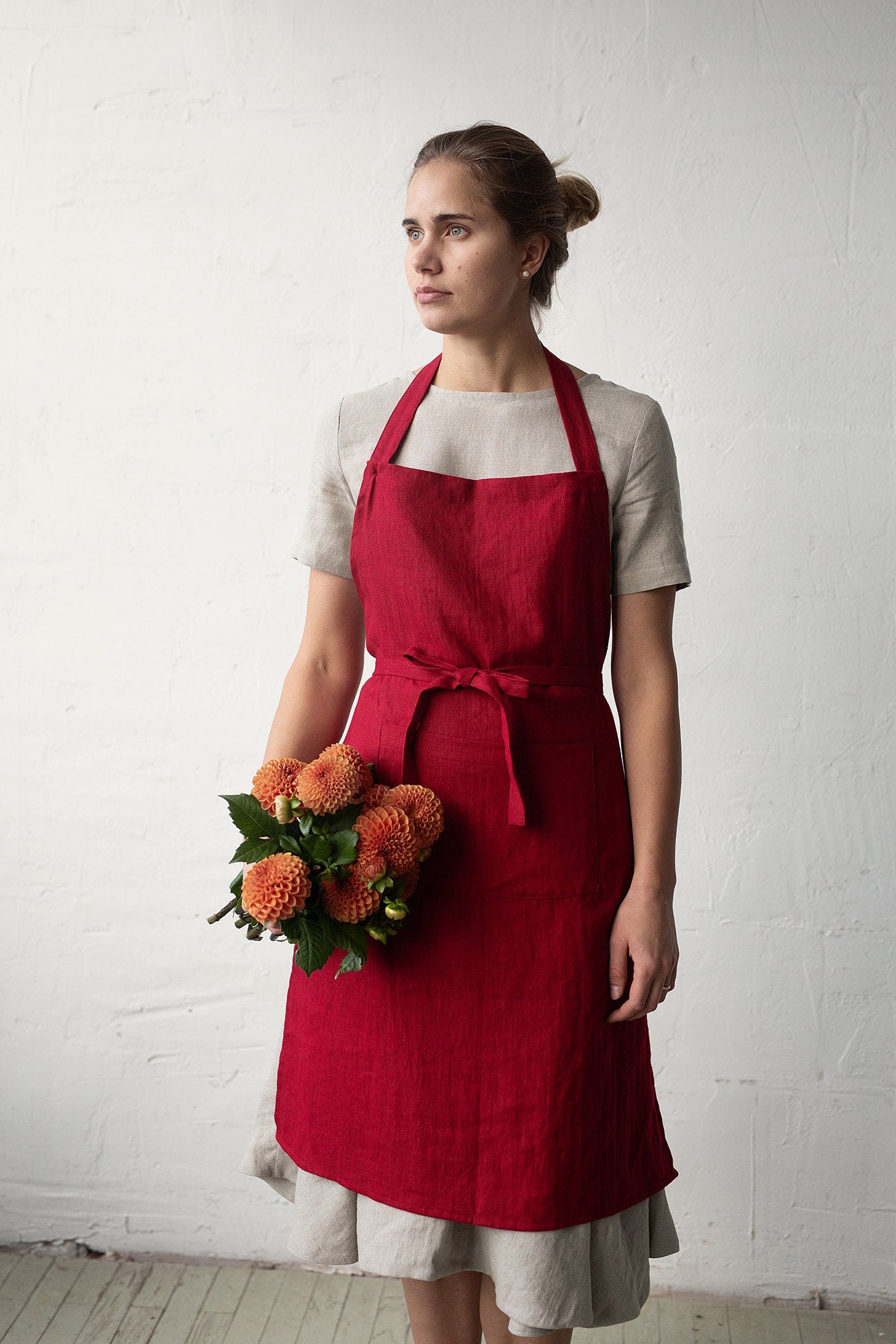 Cherry Traditional Linen Apron