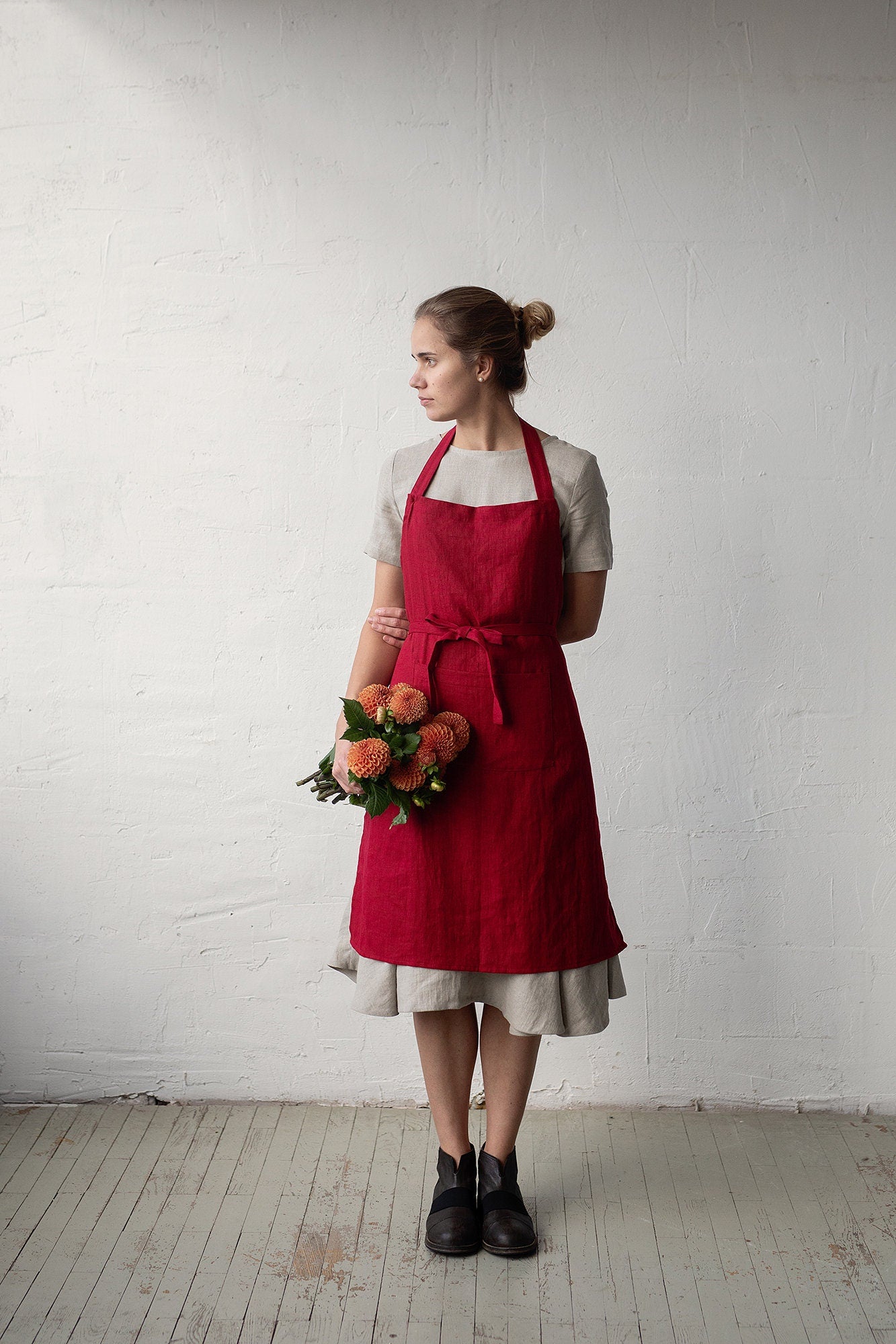 Cherry Traditional Linen Apron