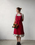 Cherry Traditional Linen Apron
