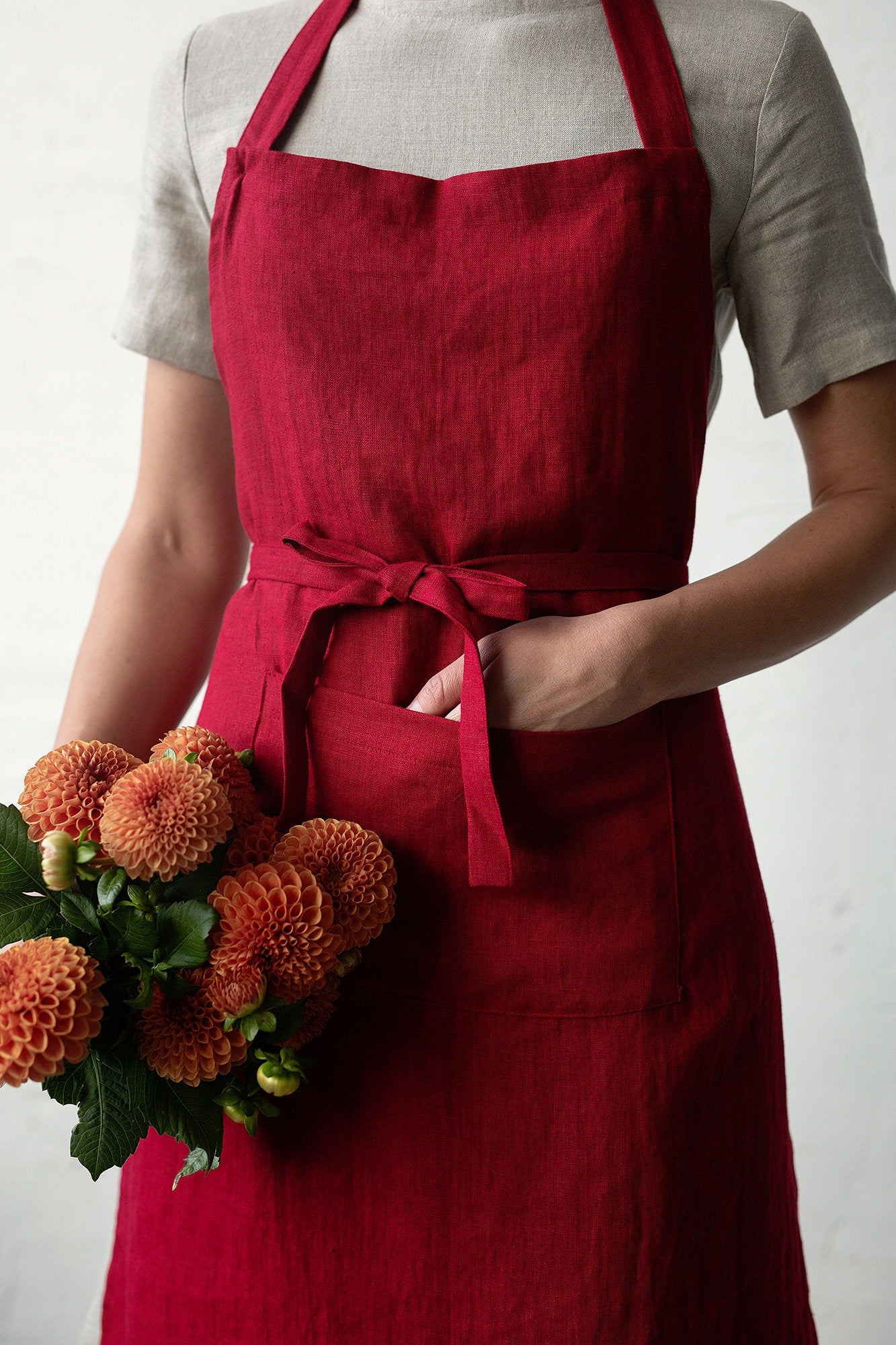 Cherry Traditional Linen Apron