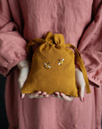Two Bees Pouch Linen Bag