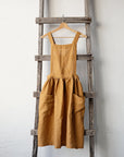 Mustard Midi Cross Back Linen Pinafore