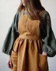 Mustard Midi Cross Back Linen Pinafore