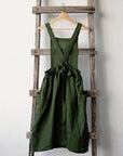 Forest Green Midi Cross Back Linen Pinafore
