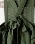 Forest Green Midi Cross Back Linen Pinafore
