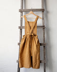 Mustard Midi Cross Back Linen Pinafore