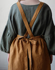Mustard Midi Cross Back Linen Pinafore