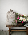 Vintage Rose Pouch Linen Bag