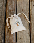 Rabbit and Flower Pouch Linen Bag