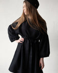 Black Short Kimono Linen Dress